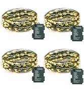 4 Pack Green Wire Fairy Lights Battery Operated Twinkle Lights | 16.4 Ft 50 LED Battery Christmas...