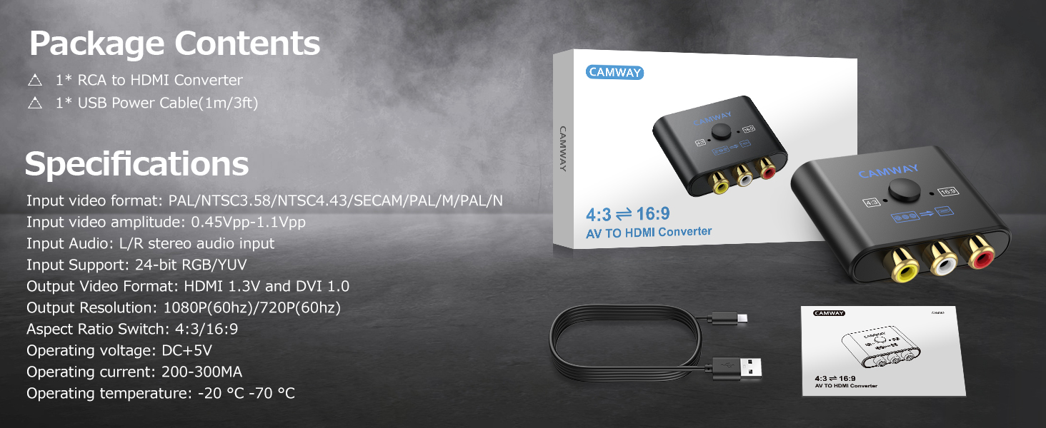 CAMWAY RCA to HDMI Converter