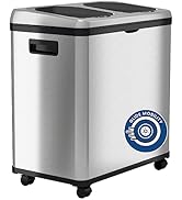 iTouchless 16 Gallon Touchless Sensor Kitchen Trash Can and Recycle Bin with Wheels, 61 Liter Sta...