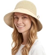 Zylioo XL Womens Straw Sun Hat with Fabric Brim, Big Heads Wide Floppy Beach Hat, Adjustable UPF ...