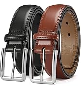 CHAOREN Leather Dress Belt Men 2 Pack - 1 3/8" Mens Belts for Work Business Casual Jeans