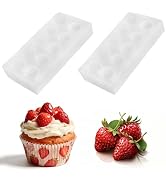 2 Pieces 10 Cavity Mini 3D Strawberry Silicone Mold - Non-Stick Candle Molds Candy Fondant Soap R...