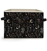 Ghoaoivo Dark Witchy Moon Floral Storage Box Bins, Mystical Gothic Wildflower Botanical Collapsib...