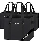 DSDCDJ Reusable Grocery Bags - Heavy Duty Reusable Shopping Bags with Hard Bottom & Long Handles,...