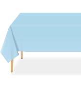 QIKSION 2 Pack Light Blue Plastic Tablecloth Disposable Baby Shower Table Covers Sky Blue Table C...