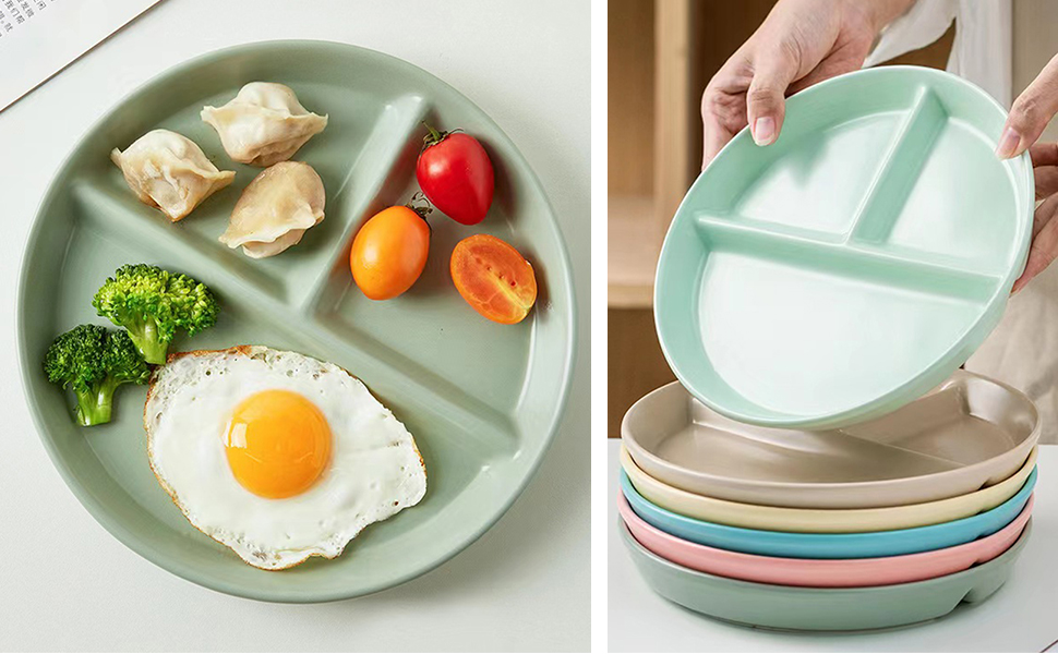 9" Unbreakable Divided Plates Set of 5