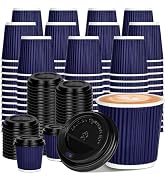 100 4oz Disposable Espresso Cups with Lids Ripple Corrugated Paper Disposable Coffee Cups Cups fo...