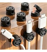 AGPTEK 8 Pack Magnetic Cable Clips, 360° Rotatable Cord Holder, Black | Adhesive Desk Cord Organi...