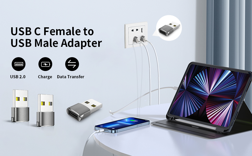 USB to USB C Adapter 3Pack
