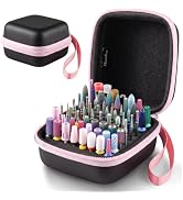 MelodySusie 64-Holes Nail Drill Bit Holder, Portable Case, Black & Pink | 3/32" Bits, Large Capac...