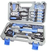 CARTMAN Tool Set General Hand Tool Kit with Plastic Toolbox Storage Case, Automoive Set Blue&Gray
