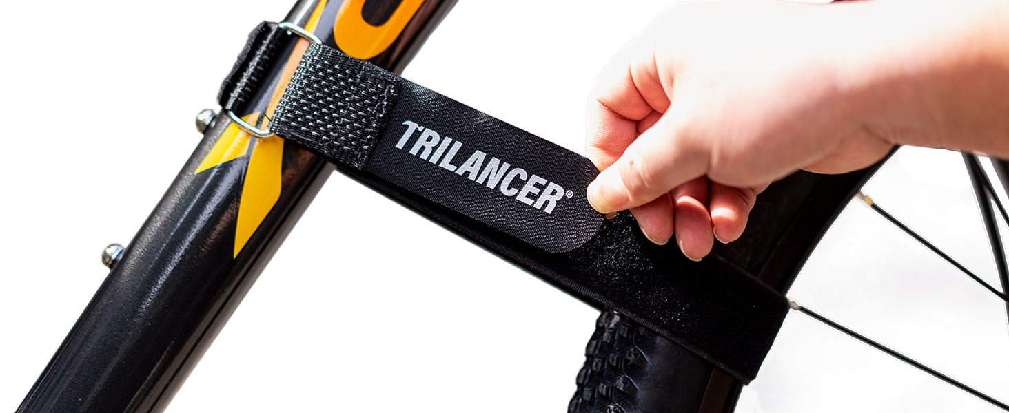 Trilancer Adjustable Bike Wheel Stabilizer Strap with Hook and Loop for Car and Wall Mount
