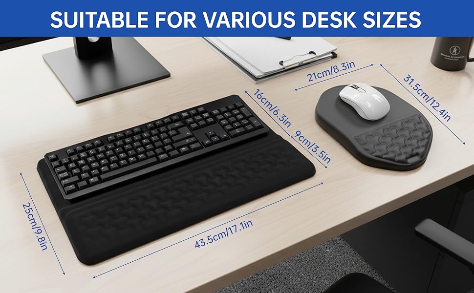 3-in-1 Ergonomic Keyboard Stand Wrist Rest Mouse Pad Set