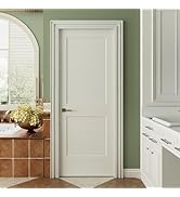 JUBEST 30"x80" 2-Panel Shaker Style White Primed Hollow Core Interior Molded Door Slab, Pre-Assem...