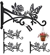 4 Pack Plant Hanger Hook,12in Heavy Duty Hanging Basket Hooks, Metal Plant Wall Hanger with Butte...