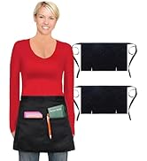Xeoxarel Waist Aprons with 3 Pockets and Two Side Slits, Unisex Waitress Waiter Server Apron