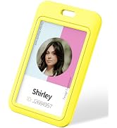 Uniclife 3 Pack Sliding ID Badge Holder Vertical Hard Plastic Case with Clear Window Yellow Card ...