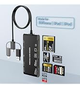 7-in-3 Lightning & USB-C & USB3.0 Multi Card Reader, SD CF XD MS Micro SD TF Card Reader for iPho...
