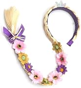 Tatibana Princess Dress up Wigs, Princess Rapunzel Long Braided Wig Headbands with Tiara Flowers ...