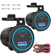 83W 12V USB Outlet Laptop Charger: Newest 2 Pack 65W USB-C PD3.0 and 18W QC3.0 Multi Car USB Port...