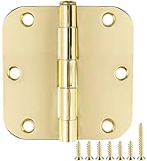 Door Hinge 3 1/2" 18 Pack Rounded Door Hinges Polished Brass 3.5"x 3.5 Inch Hinges for Doors Inte...