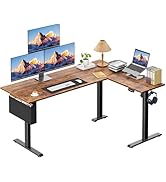 Korfile L Shaped Electric Standing Desk,63 Inch Adjustable Height Sit to Stand Corner Desk with M...