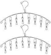 Skroad Stainless Steel Laundry Drying Rack Clothes Hanger with Windproof Hook,Underwear Hanger,Cl...