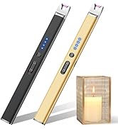 LcFun 2 Pack Candle Lighter Electric USB Rechargeable Plasma Arc Lighter with Safety Lock, Windpr...