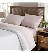Weenmee Soft Microfiber Diamond Lace Embroidery 4 Piece Sheet Set - Peach/Queen