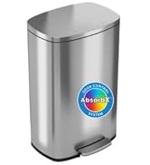 iTouchless 13.2 Gallon Step Trash Can with Lid and Odor Control Filter