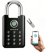 FALEISTON Heavy Duty Biometric Fingerprint Smart Padlock (Black) | Digital Combination Lock with ...