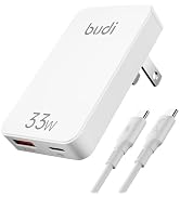 BUDI 33W Extra Slim Portable Wall Charger 2-Port Wall Charger Convenient Travel Accessories Compa...