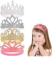 4 Pcs Glitter Tiara Headbands for Girls Elastic Princess Crown Hair Bands Stretch Sparkly Hair Ba...