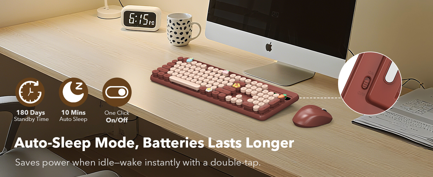 Auto-sleep function saves power; wake up with a double-click.
