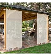 SpaceDresser Waterproof Outdoor Sheer Curtains for Patio - 2 Panels Rod Pocket Indoor Voile Sheer...