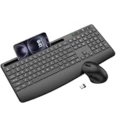 Ergonomic Wireless Keyboard and Mouse Combo, Full-Size Silent Keyboard with Wrist Rest & Phone Ho...
