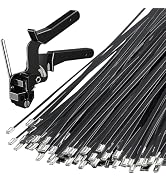 100PCS Heavy-Duty Metal Zip Ties with Cable Tie Gun for Fastening and Cutting, 11.8 Inch UV-Resis...