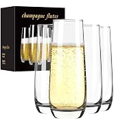 FrutPunch Champagne Glasses, Stemless Champagne Flutes Set of 4, 8OZ Champagne Flutes, Crystal Gl...