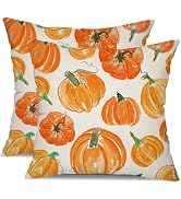 DFXSZ Fall Pillow Covers 18x18 inch Set of 2 Fall Decoration Orange Grease Pumpkin Decor Autumn O...