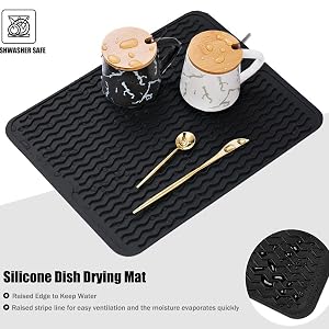 Heat Resistant Dish Mat Non-Slip Easy Clean Drying Mats for Kitchen Counter Sink
