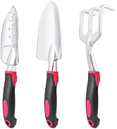 Garden Tools Set, 3 Pack Heavy Duty Gardening Tools Set Include Garden Shovel, Transplant Trowel ...