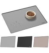 YINEYA Silicone Dog & Cat Food Mat Waterproof 18" x 12", Raised Edge Dog Bowl Mat for Food and Wa...