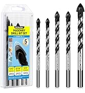 DCWecher 5-Pack Concrete Drill Bit & Masonry Drill Bit Set, Professional Concrete Drill Bit Set, ...