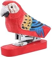 SHINEOFI Wooden Animal Stapler, Parrot Desktop Stitcher Handmade Wood Carving Statue Sculpture Po...