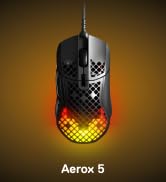SteelSeries Aerox 5 Gaming Mouse - Black | Holey RGB Gaming Mouse - Ultra-lightweight Water Resis...