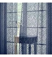 Chyhomenyc Marilyn Navy Blue Sheer Curtains 63 Inch Length 2 Panels, Light Filtering Breathable 3...