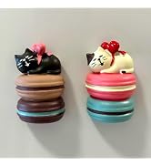 Decorative Cat Macaron Refrigerator Magnets, Kitchen Decor, 2-Piece Set, Fridge Magnets Cute Kitt...