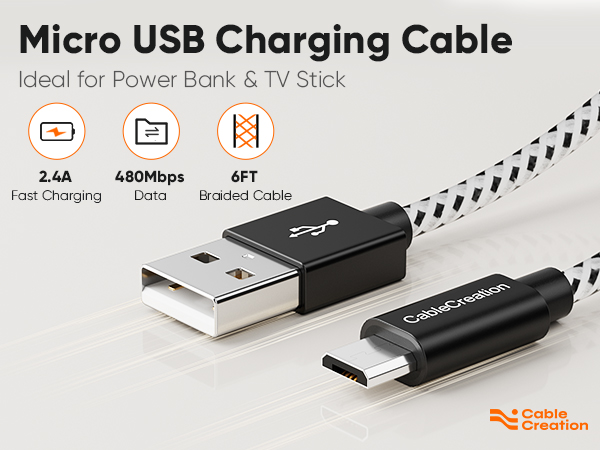 CableCreation USB2.0 A to Micro-B Data & Fast charing cable