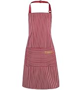 XLSXEXCL Stripes Kids Apron, Kids Cooking Aprons with 2 Pockets, Cute Kids Aprons for Cooking for...