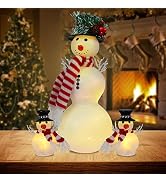 Christmas Decorations for Home, YEAHOME 3 Pcs Pre-lit Glass Snowman Decor Christmas Decorations I...